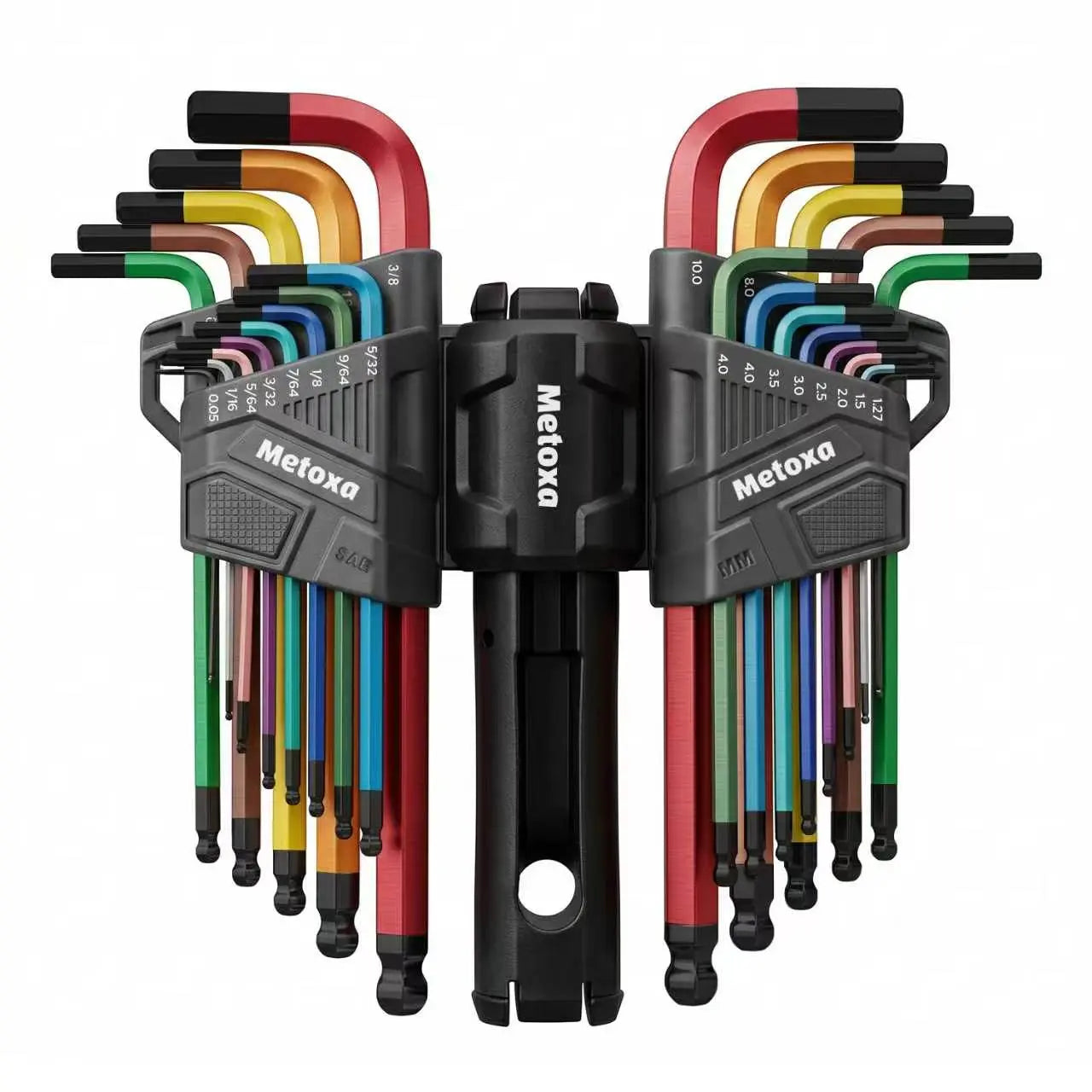 【Father'S Day Gift】Metoxa 27Pc Premium Color-Coded Ball End Hex Key Allen Wrench Set (Metric, SAE) with T-Handle Speed Wrench, Professional Hand Tool Set#Summervibes