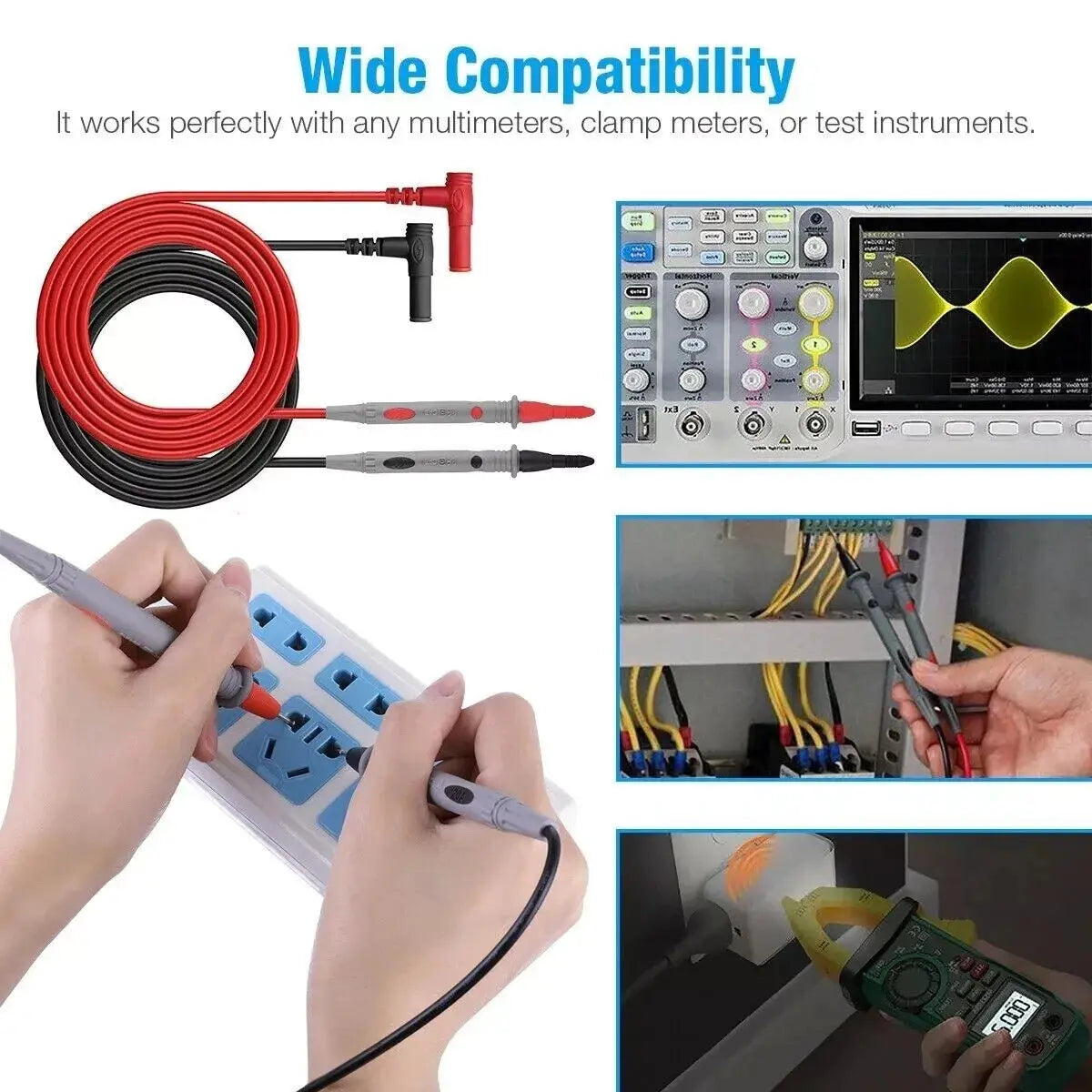 Multimeter Test Leads for Fluke Meter Electrical Alligator Clip Probes 1000V 20A, Durable Electrical Testing Tools, Ideal for Electronics Repair
