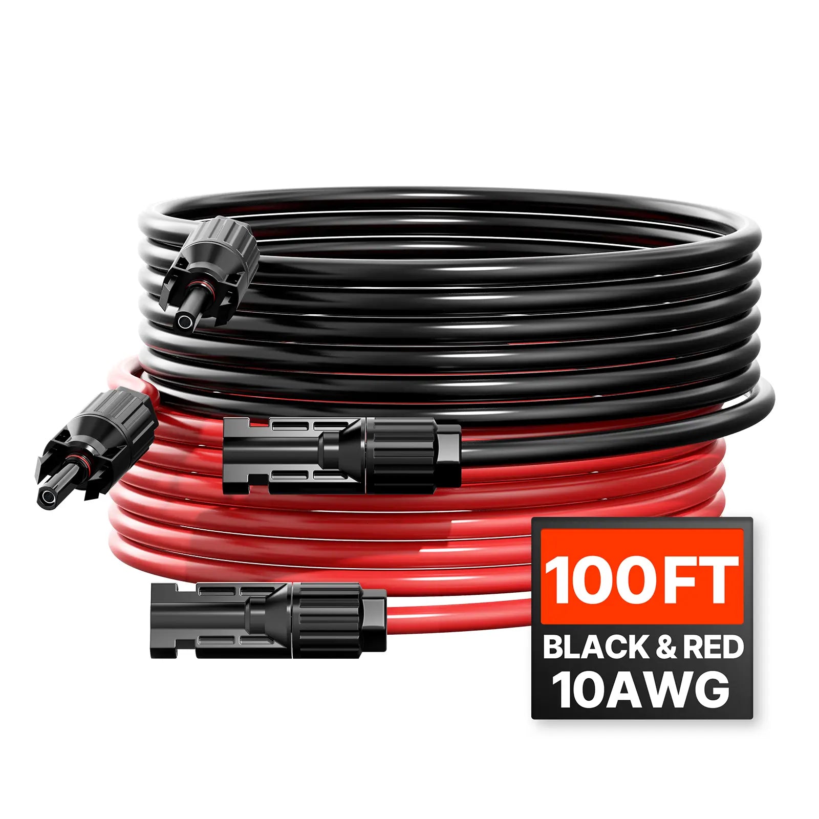 【Fathersdaygift】Vevor 100FT Solar Panel Extension Cable, 10AWG Solar Extension Cable Wire with Female & Male Waterproof Connectors, 6Mm² PV Cable for Home, Ship and RV Solar Panels, 100FT Black + 100FT Red (Set of 2)