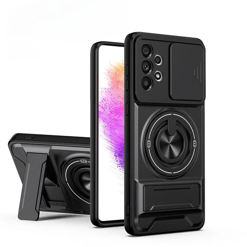 Rotating Ring Phone Case, Compatible with Samsung 25/24/23/22/21 Ultra, High-End Design, Practical Stand Case, TPU+PC Armor Shell, with Camera Protector, Unisex, Military-Grade Protective Case