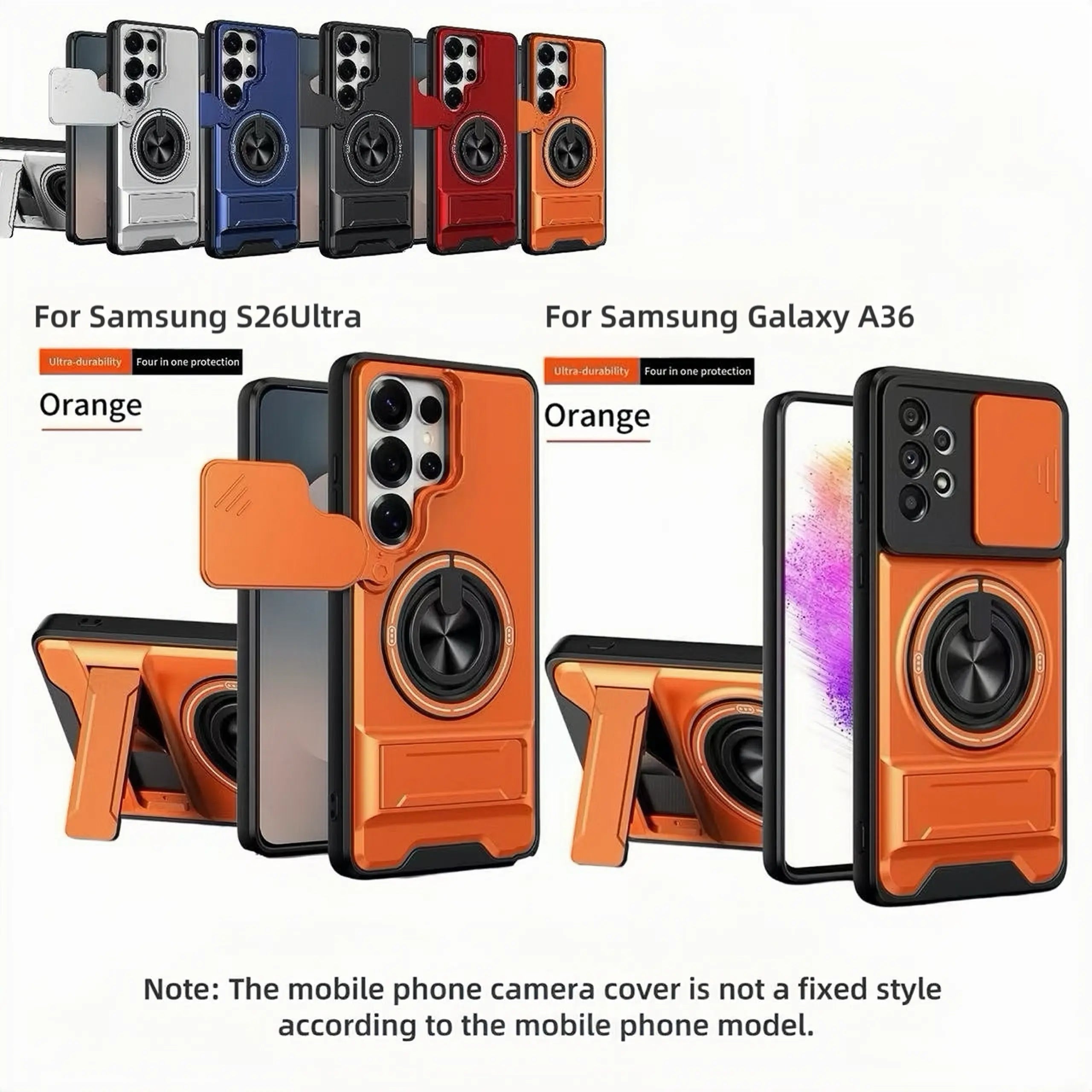 Rotating Ring Phone Case, Compatible with Samsung 25/24/23/22/21 Ultra, High-End Design, Practical Stand Case, TPU+PC Armor Shell, with Camera Protector, Unisex, Military-Grade Protective Case