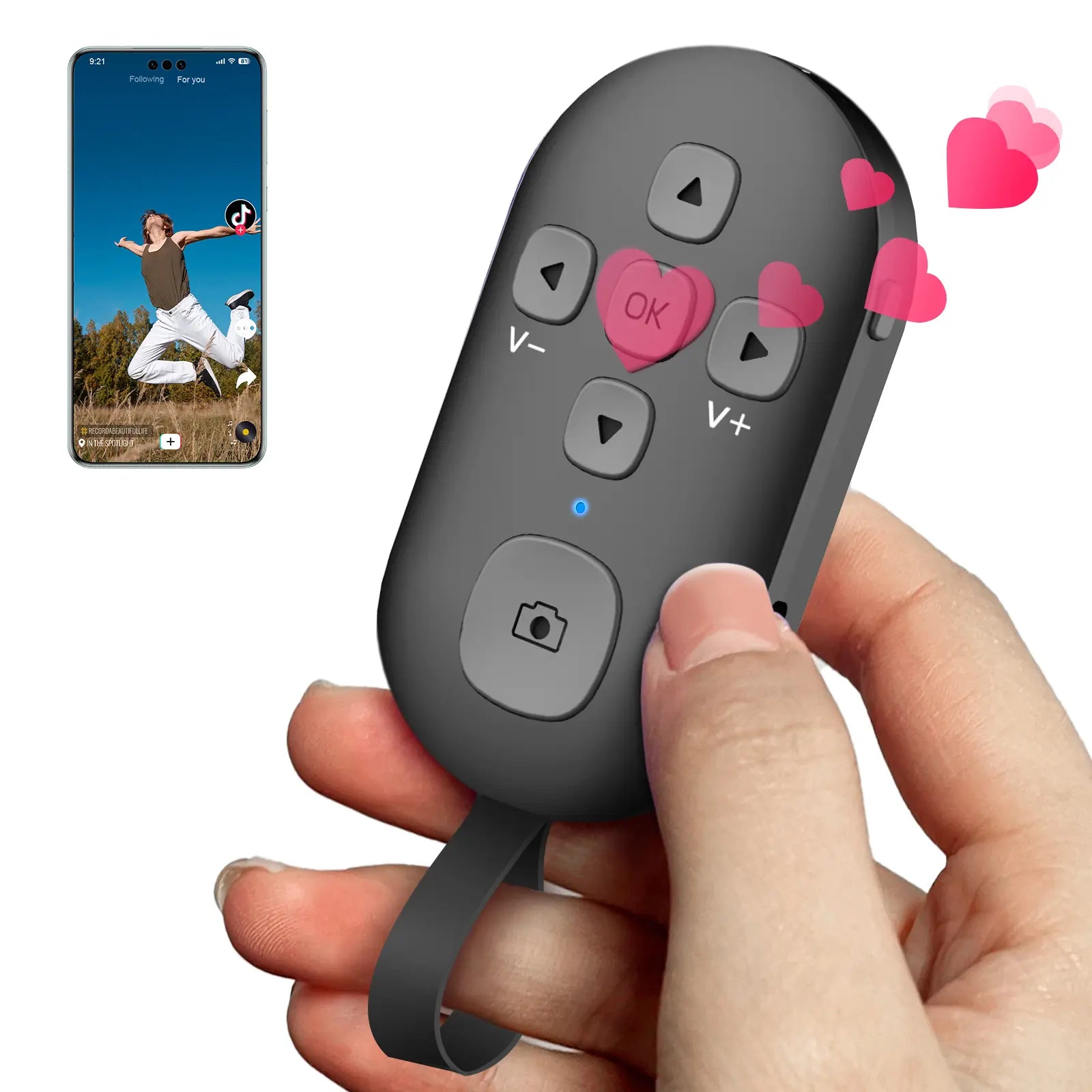 SEANCHEER R1 TikTok Scrolling Remote – Bluetooth Page Turner, Camera Shutter & Video Recording Controller with USB-C Charging