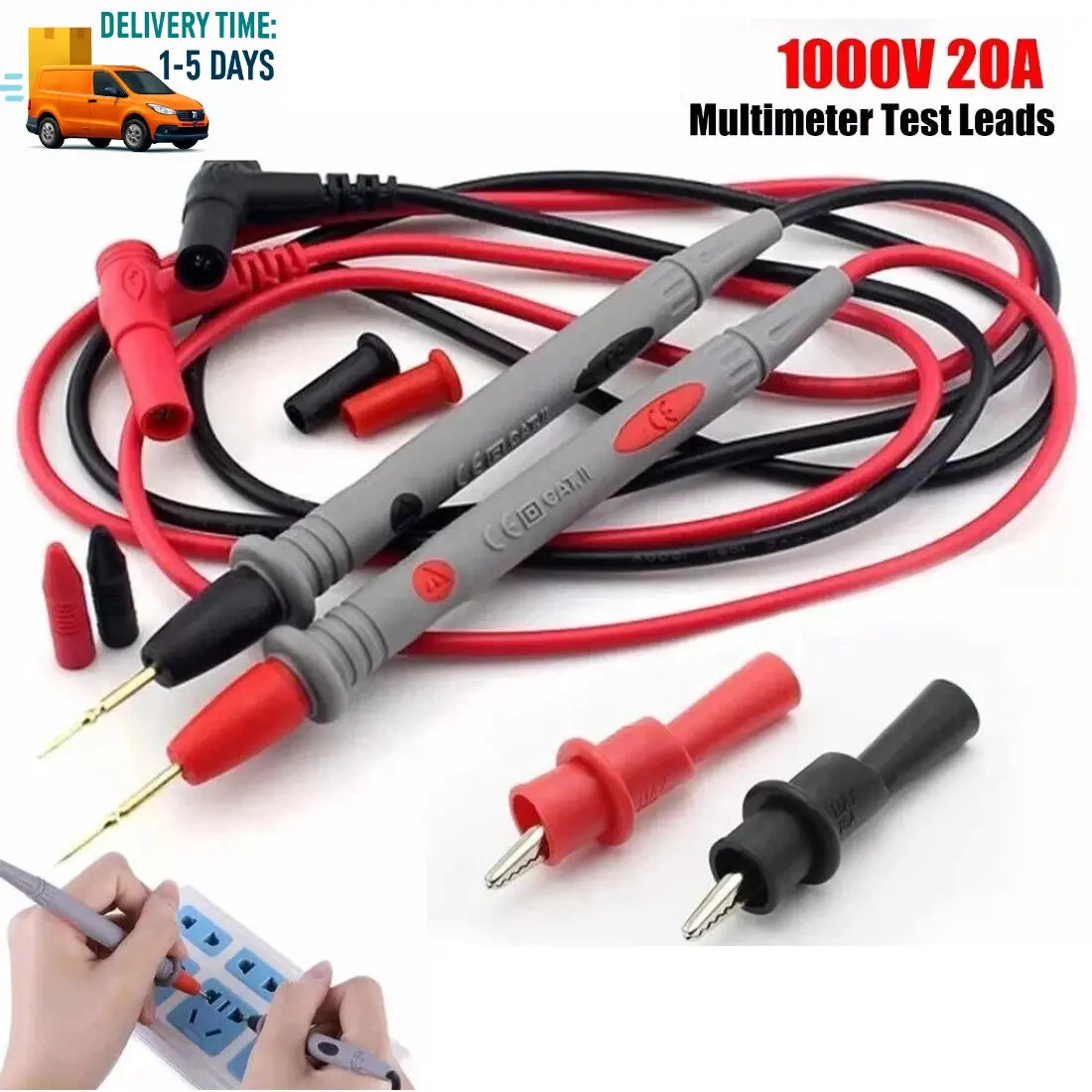 Multimeter Test Leads for Fluke Meter Electrical Alligator Clip Probes 1000V 20A, Durable Electrical Testing Tools, Ideal for Electronics Repair