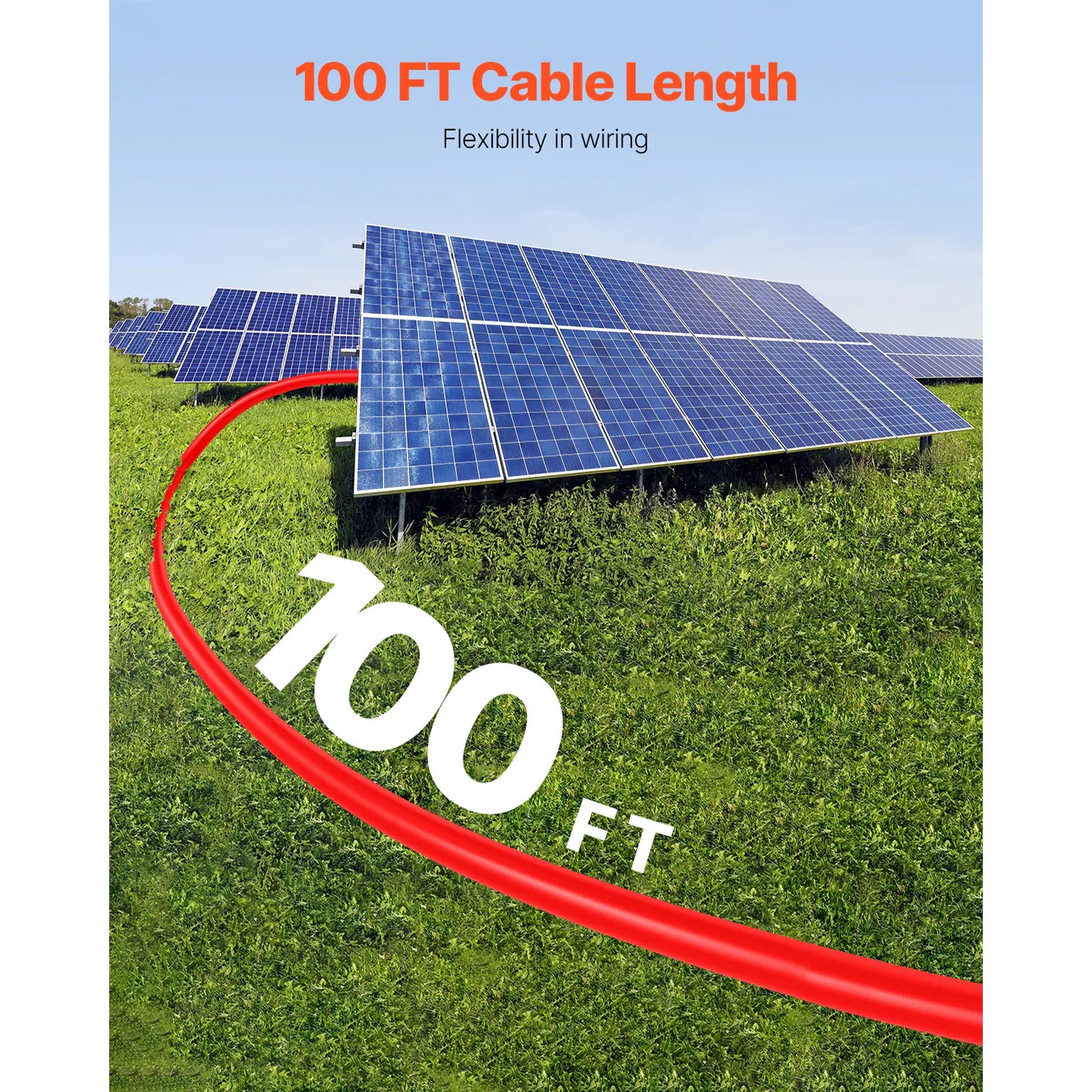 【Fathersdaygift】Vevor 100FT Solar Panel Extension Cable, 10AWG Solar Extension Cable Wire with Female & Male Waterproof Connectors, 6Mm² PV Cable for Home, Ship and RV Solar Panels, 100FT Black + 100FT Red (Set of 2)