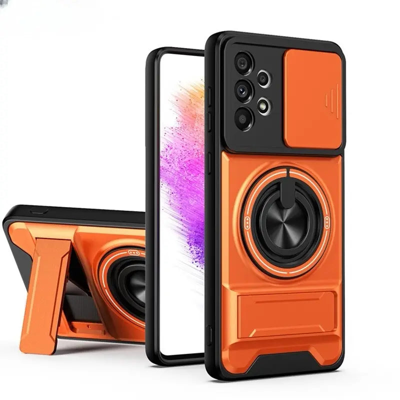 Rotating Ring Phone Case, Compatible with Samsung 25/24/23/22/21 Ultra, High-End Design, Practical Stand Case, TPU+PC Armor Shell, with Camera Protector, Unisex, Military-Grade Protective Case