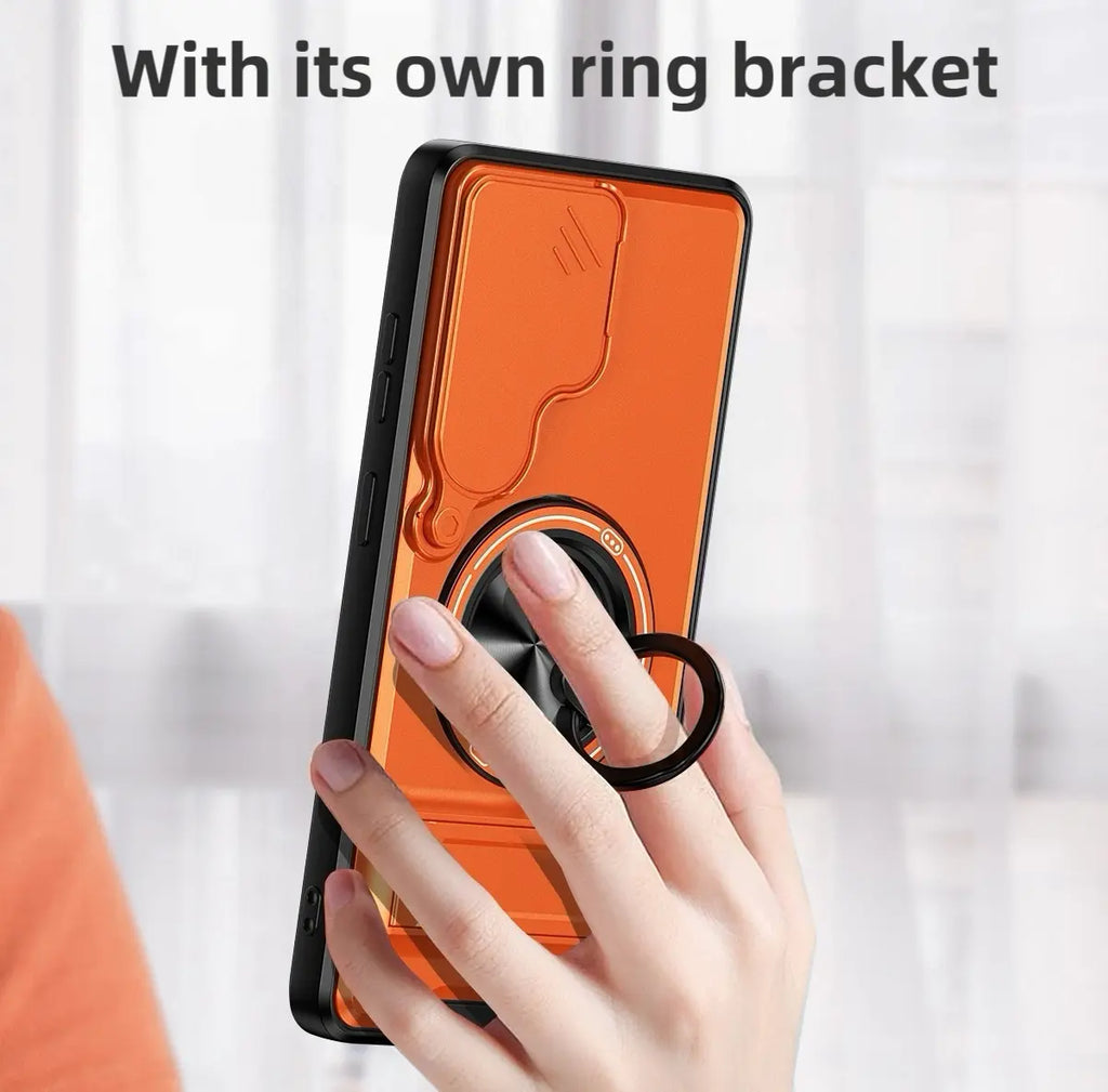 Rotating Ring Phone Case, Compatible with Samsung 25/24/23/22/21 Ultra, High-End Design, Practical Stand Case, TPU+PC Armor Shell, with Camera Protector, Unisex, Military-Grade Protective Case