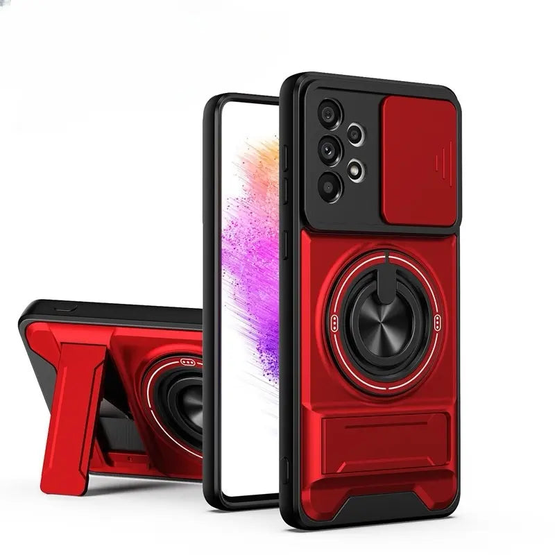 Rotating Ring Phone Case, Compatible with Samsung 25/24/23/22/21 Ultra, High-End Design, Practical Stand Case, TPU+PC Armor Shell, with Camera Protector, Unisex, Military-Grade Protective Case