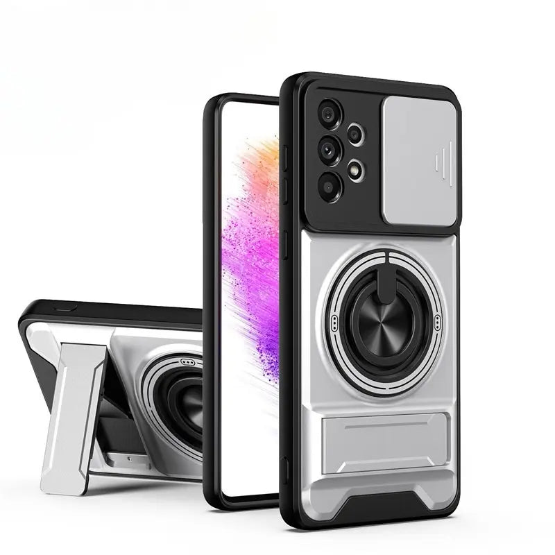 Rotating Ring Phone Case, Compatible with Samsung 25/24/23/22/21 Ultra, High-End Design, Practical Stand Case, TPU+PC Armor Shell, with Camera Protector, Unisex, Military-Grade Protective Case