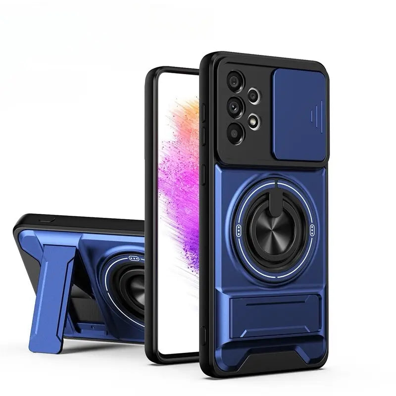 Rotating Ring Phone Case, Compatible with Samsung 25/24/23/22/21 Ultra, High-End Design, Practical Stand Case, TPU+PC Armor Shell, with Camera Protector, Unisex, Military-Grade Protective Case