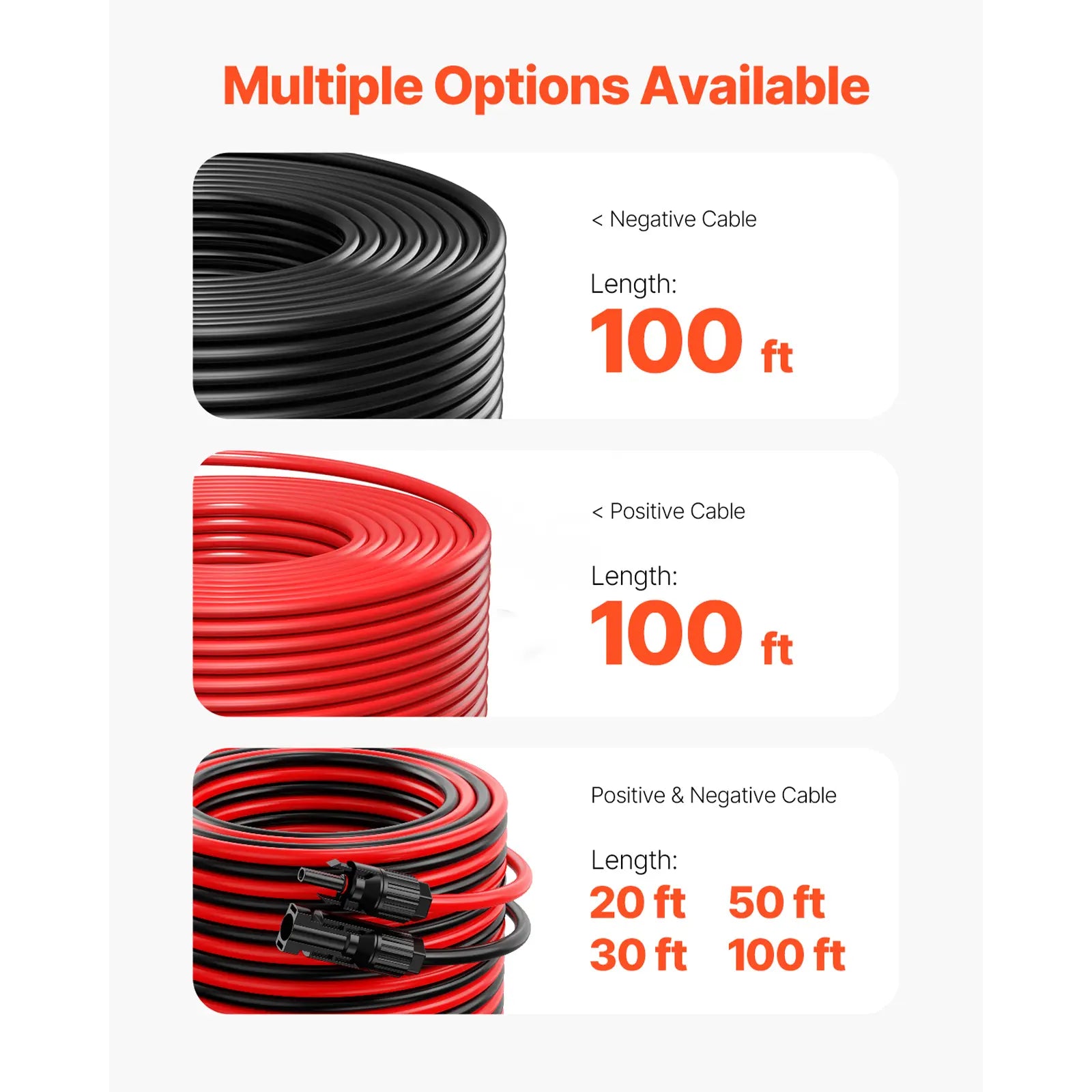 【Fathersdaygift】Vevor 100FT Solar Panel Extension Cable, 10AWG Solar Extension Cable Wire with Female & Male Waterproof Connectors, 6Mm² PV Cable for Home, Ship and RV Solar Panels, 100FT Black + 100FT Red (Set of 2)