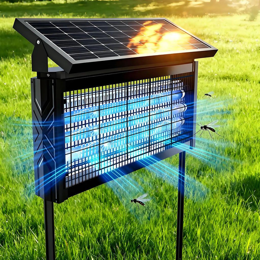 Solar Bug Zapper 4500V – 3000mAh Rechargeable Mosquito & Fly Killer with 2 Modes, IPX67 Waterproof for Patio, Garden & Outdoor Use
