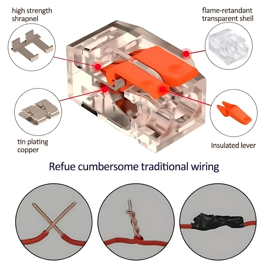 Electrical Quick Connectors, Durable Reliable 2/3/5-Port Wire Nut Connectors, Wire Connection Kit for Home & Office, DIY Home Improvement, Electrical Repair, Home Renovation, Household Wiring, Easy Install for Beginners