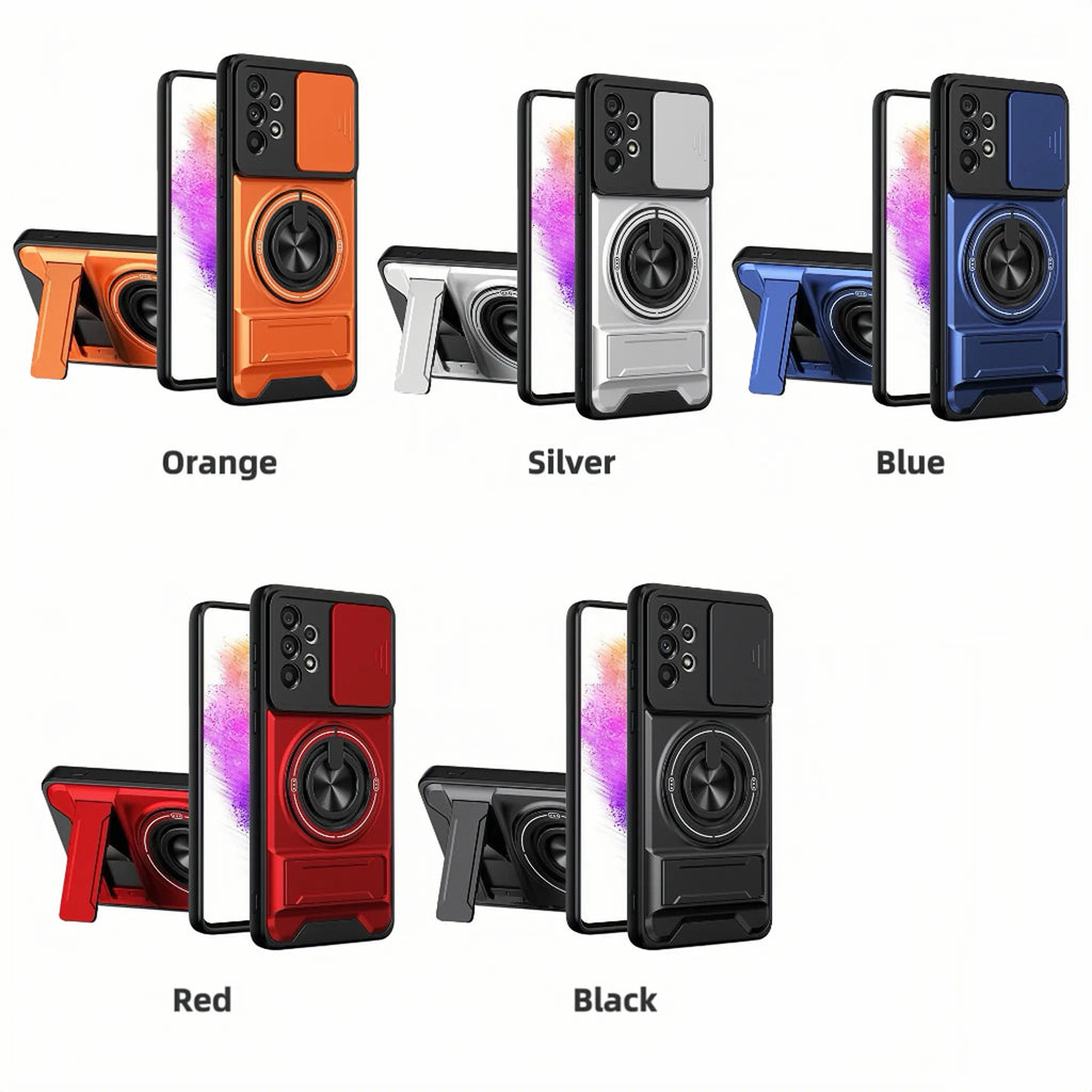 Rotating Ring Phone Case, Compatible with Samsung 25/24/23/22/21 Ultra, High-End Design, Practical Stand Case, TPU+PC Armor Shell, with Camera Protector, Unisex, Military-Grade Protective Case