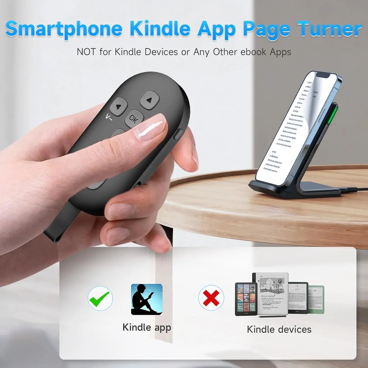 SEANCHEER R1 TikTok Scrolling Remote – Bluetooth Page Turner, Camera Shutter & Video Recording Controller with USB-C Charging
