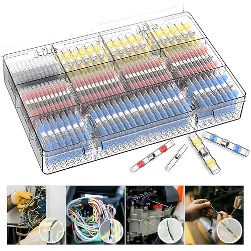 320Pcs / 640Pcs / 900Pcs Solder Seal Wire Connector Kit – Heat-Shrink Butt Conn, Waterproof Elec Terminals for Auto, Marine, DIY Wiring, Weatherproof Solder Sleeves, Car Repair, Boat, RV, No-Crimp Quick Fix
