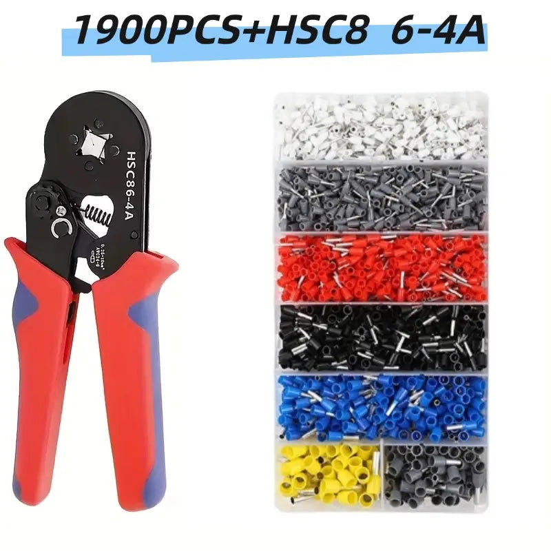 1900PCS Wire Connector & Crimping Tool Kit – HSC8 6-4A Crimper with Insulated Terminal Assortment