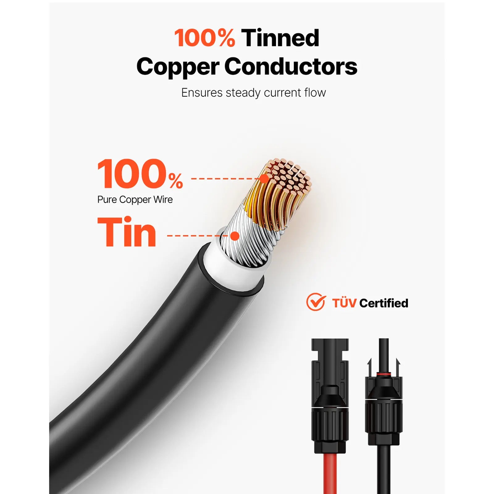 【Fathersdaygift】Vevor 100FT Solar Panel Extension Cable, 10AWG Solar Extension Cable Wire with Female & Male Waterproof Connectors, 6Mm² PV Cable for Home, Ship and RV Solar Panels, 100FT Black + 100FT Red (Set of 2)