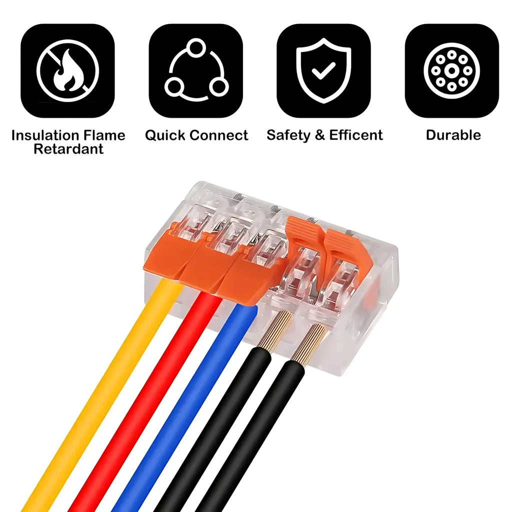 Electrical Quick Connectors, Durable Reliable 2/3/5-Port Wire Nut Connectors, Wire Connection Kit for Home & Office, DIY Home Improvement, Electrical Repair, Home Renovation, Household Wiring, Easy Install for Beginners