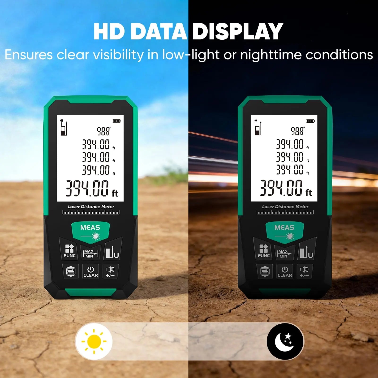 SHEKAR 328ft Digital Laser Distance Measure with Angle Sensor, Area & Volume Calculator