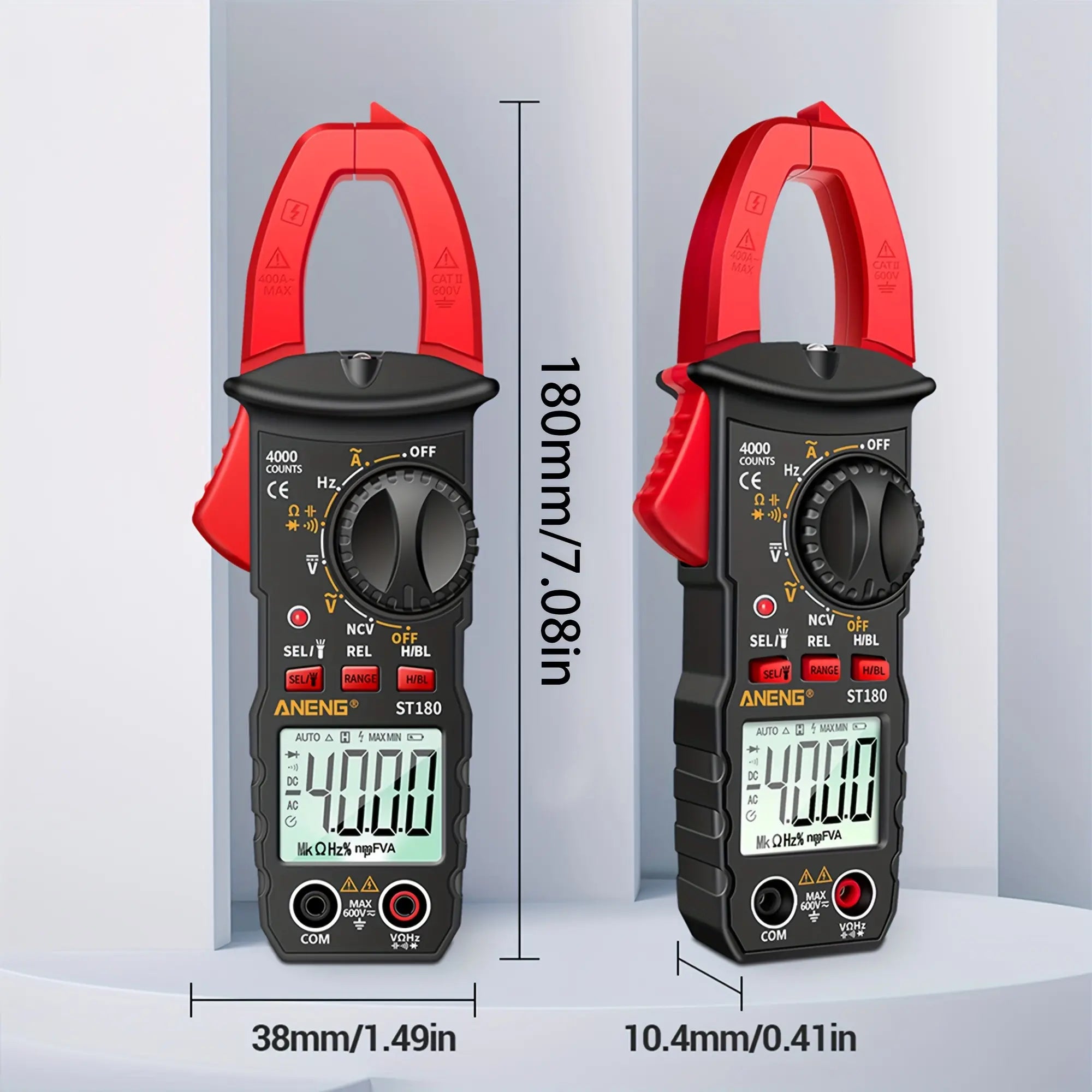 ST180/ST181 Digital Clamp Meter | 4000 Count, NCV, AC/DC Voltage & Current Tester with Measuring Pen
