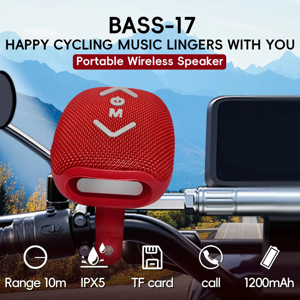 Bass-17 Wireless Cycling Speaker | Powerful 7W Stereo Sound, Deep Bass, IPX5 Waterproof & 10-Hour Battery Life